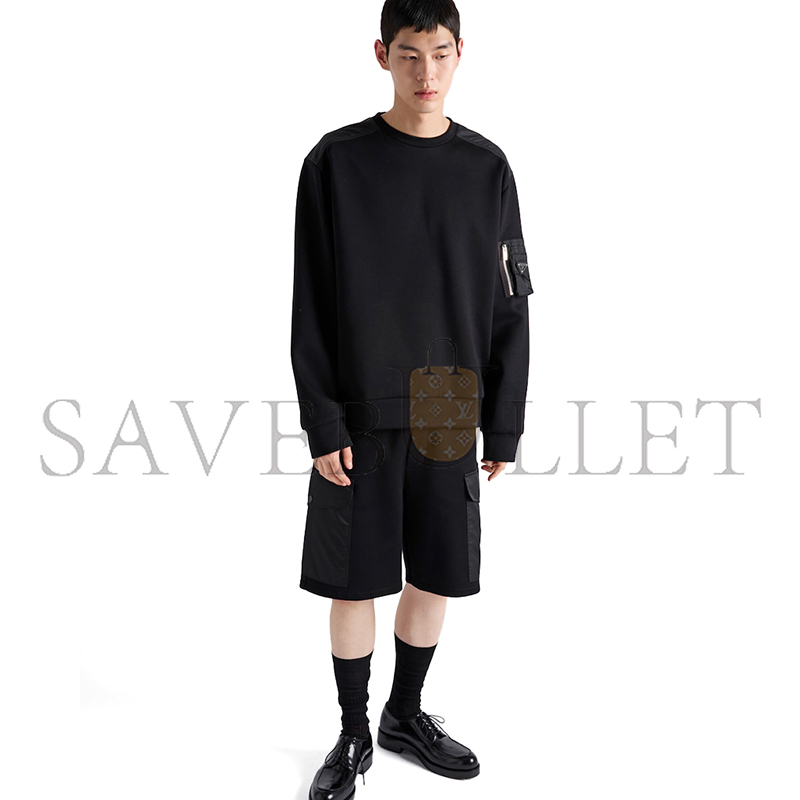 Pra*a cotton fleece and re-nylon sweatshirt ujl03c